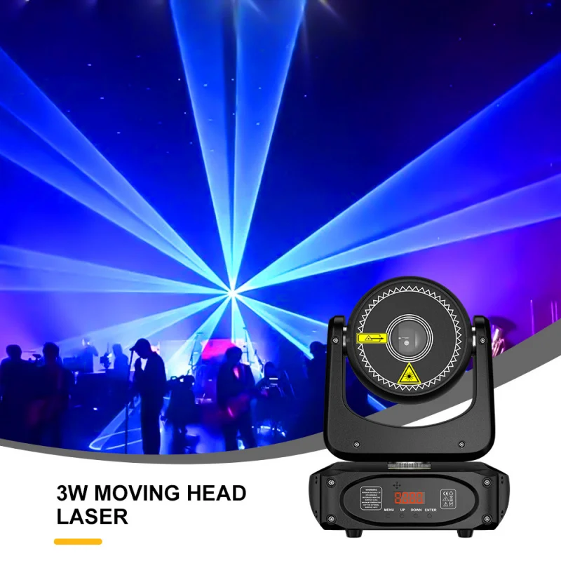 

Лазерная подсветка 3W Moving Head для сцены, свадеб, баров, создания атмосферы, управления через приложение