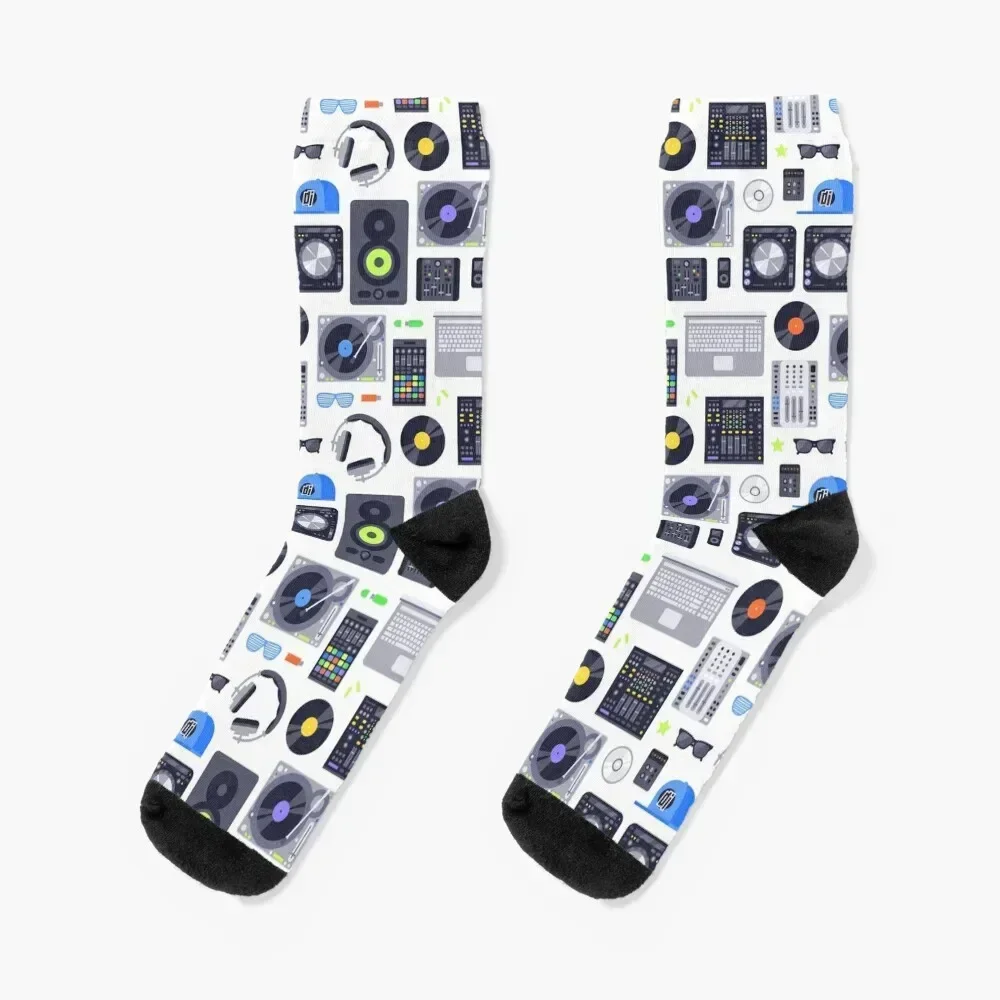 Discjockey Pattern | DJ Music Vinyl Turntables Socks football Non-slip snow Socks Woman Men's