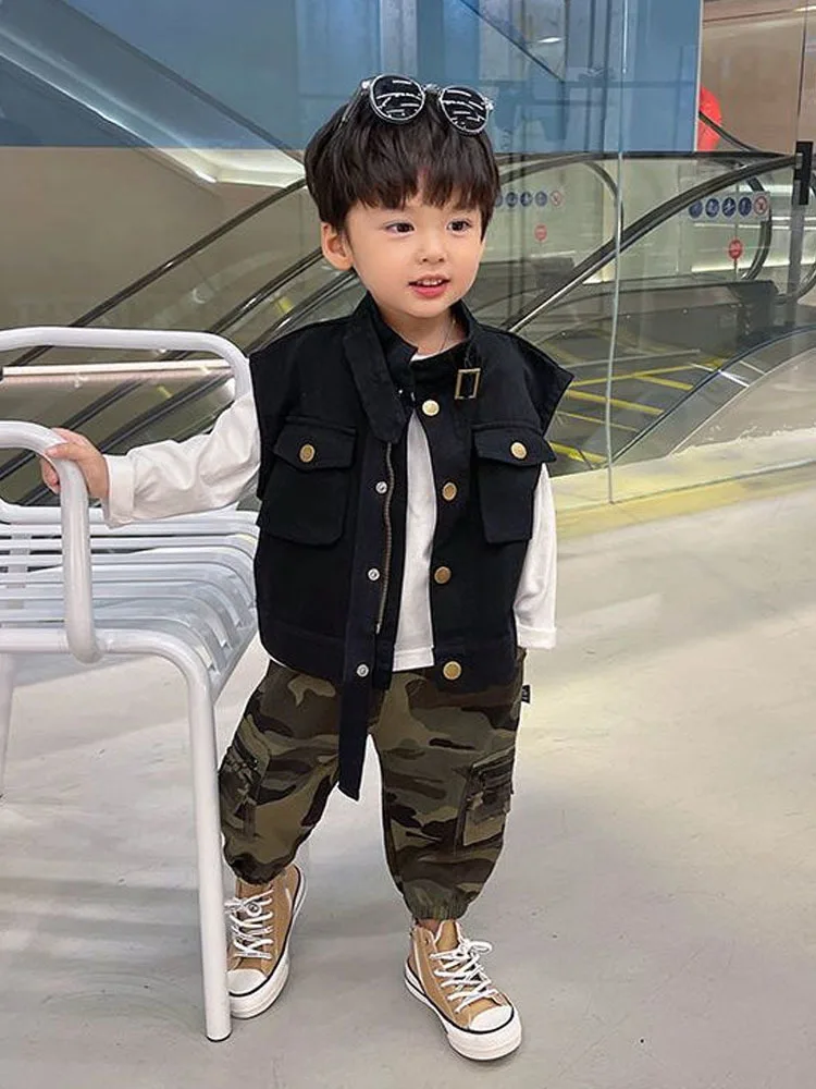 Boys' Vest Spring Autumn Top For Kids Coat Children's Vest Baby Vest Children's Coat Cardigan Children Top Vest For Boy