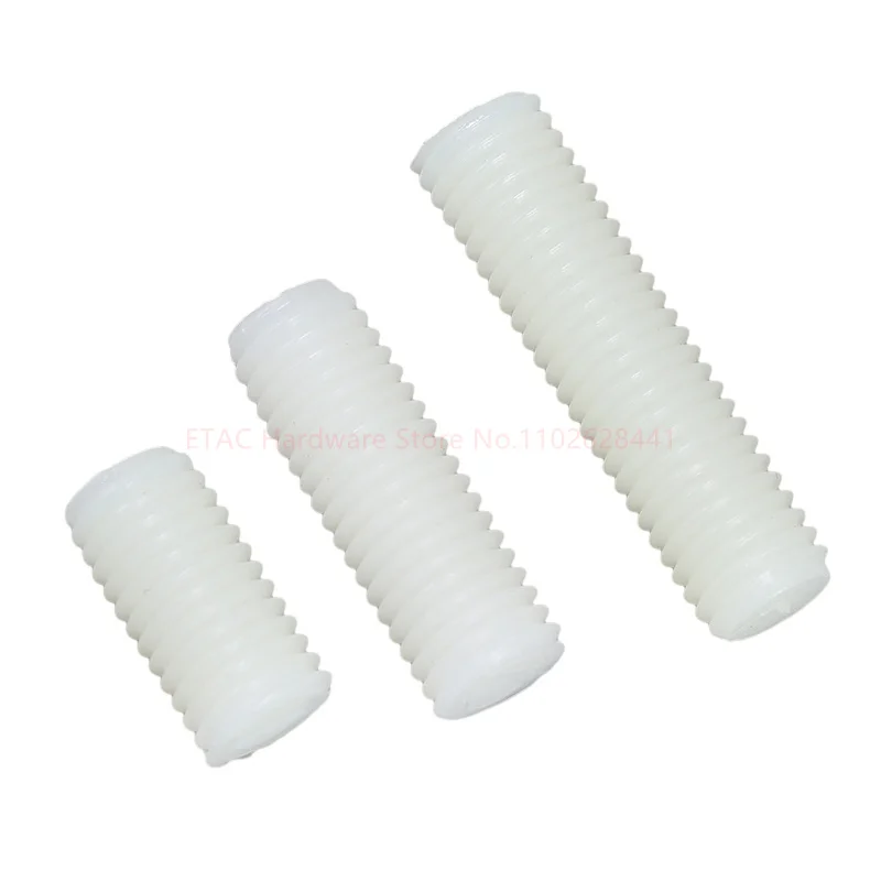 

M3 M4 M5 M6 M8 M10 M12 Metric Thread White Nylon Plastic Insulated Slotted Flat Point End Headless Grub Bolt Set Screw