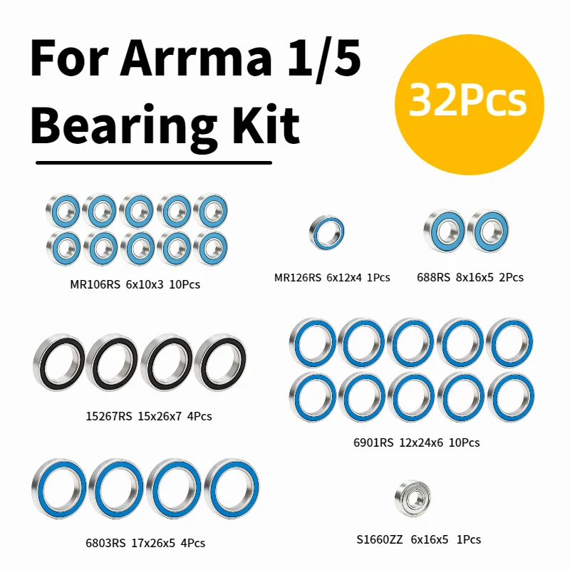 RC Upgrade Parts for Arrma KRATON 8S Outcast 8S 1/5 Bash Kit Replacement Accessories 6x10x3 6x12x4 8x16x5 6x16x5 17x26x5 15x26x7