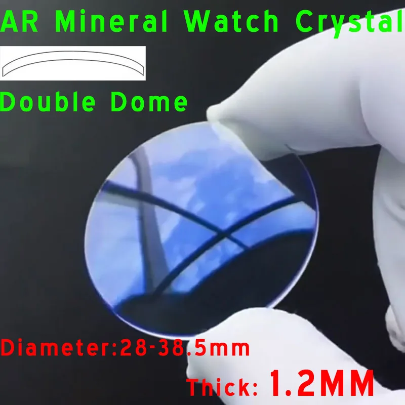 Blue AR Coating Double Dome 1.2mm Mineral Watch Glass Diameter 28-28.5mm AR-Coating Coated Round Watch Crystal Repair Parts