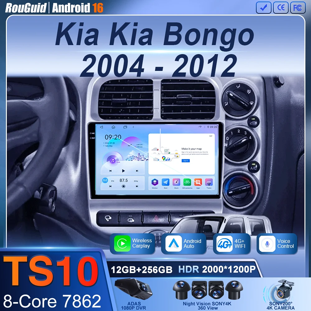 

8 core Wireless Android 16 Carplay For Kia Bongo 3 2004-2012 Car Multimedia Video Wifi Touch Screen Display Player Bluetooth 5G