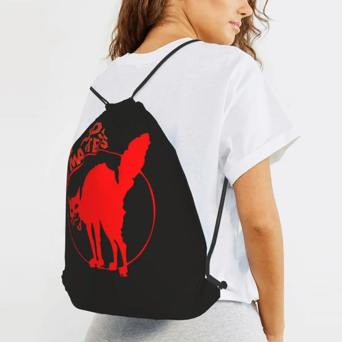 No Gods, No Masters! Anarchist Cat Backpacks Multi-function Drawstring Bags Storage Bag Book Bags for Man Woman Students
