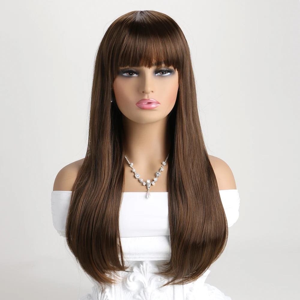 

Cosplay Synthetic Wig Long Light Brown Braids Hair Heat Resistant Wigs with Bangs for Halloween Party