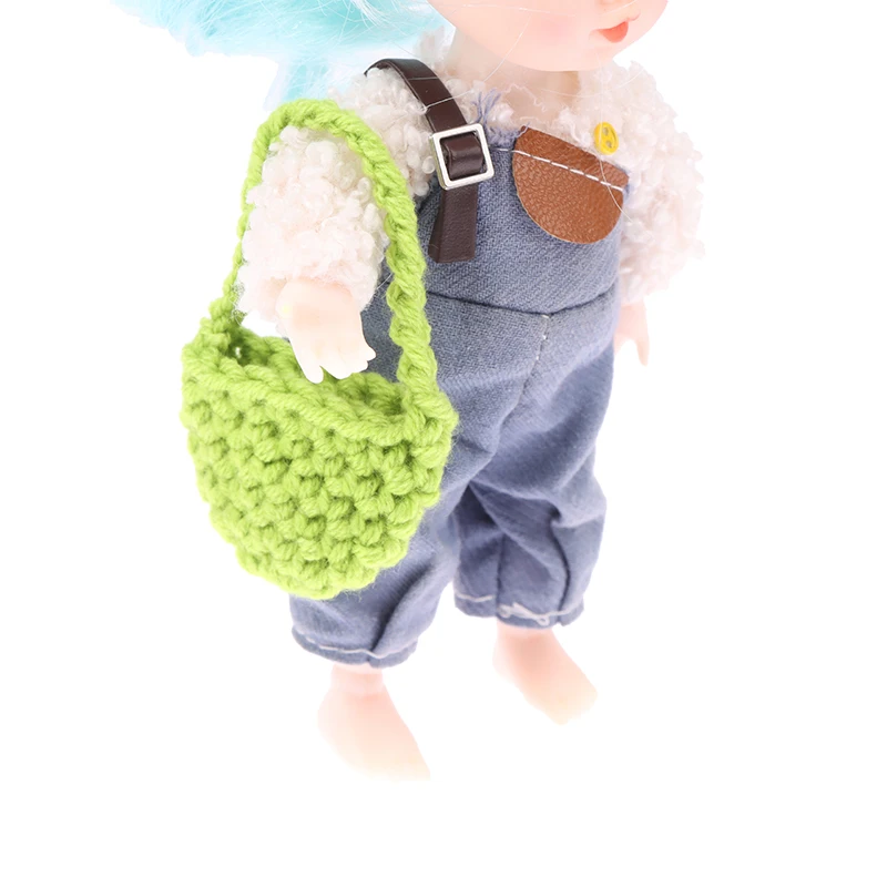 1/12 Dollhouse Woven Plush Shoulder Bag Dollhouse Mini Crossbody Bag Handbag For Dolls Dress UP Aceessories