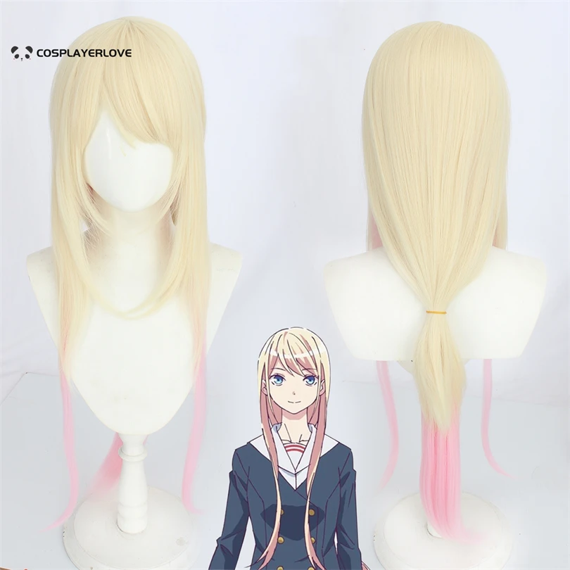

Anime Fujito Chiyuki Cosplay Wig 80cm Woman Long Yellow Gradient Light Pink Heat Resistant Synthetic Hair Party