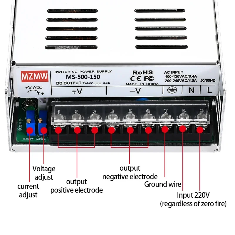 Adjustable Switching Power Supply 500W 600W 180-264V AC To DC 12V 15V 24V 36V 48V 60V 72V 80V 110V 150V 220V Transformers SMPS