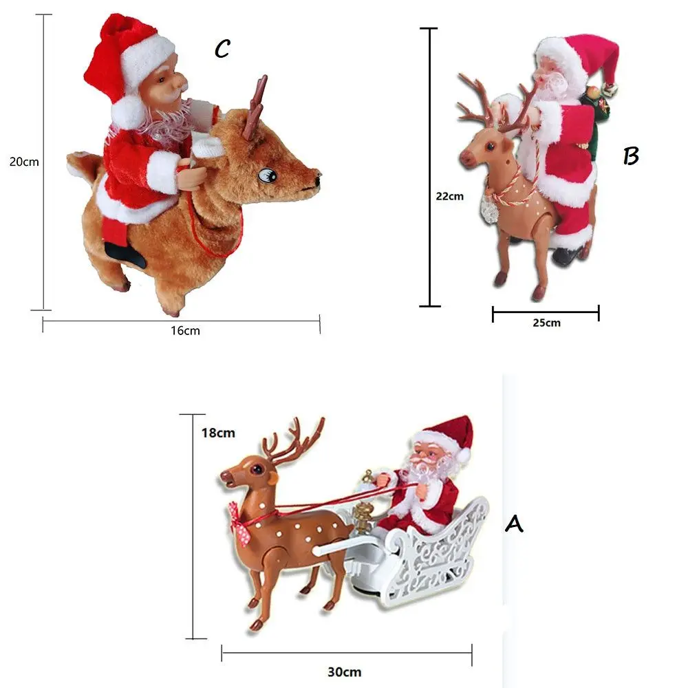 Birthday Red Sled Elk Music Xmas Decor Christmas Kid Toy Electric Santa Claus Plush Doll