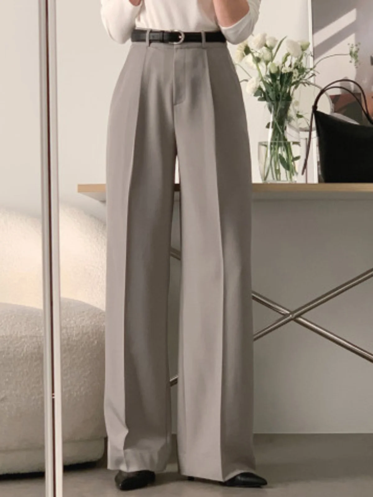 

White High Waist Loose Wide Leg Pants Women's Korean Sle Casual Trousers Spring 2025 New Faion Slimming Drapey West Pants