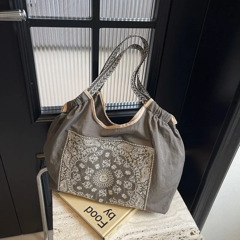 Bolso de hombro con estampado de patrón de estilo étnico chino para mujer, bolsa de mano informal de alta capacidad, Oxford Simple, gran oferta, 2024