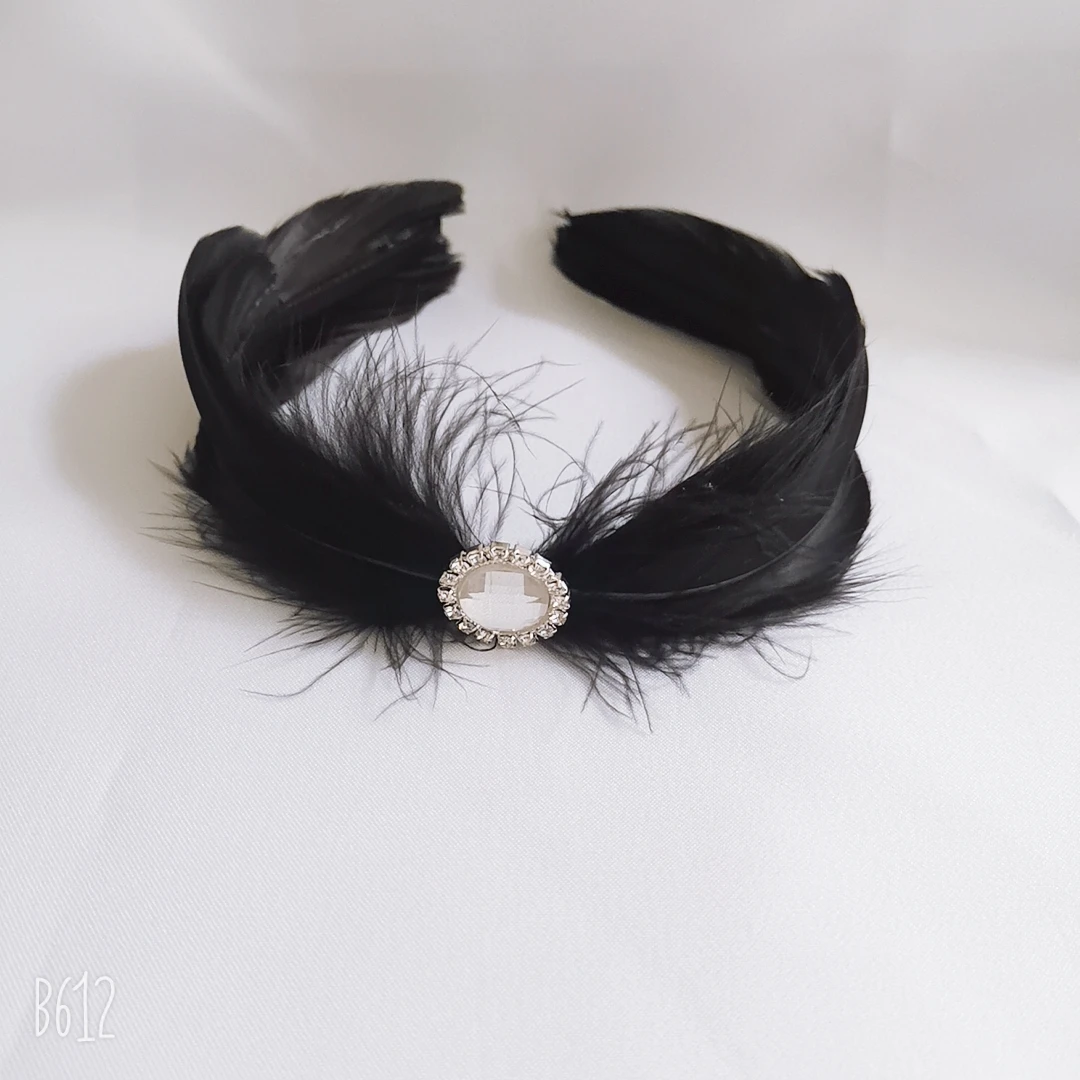 Elegant White Black Swan Lake Ballet Feather Headwear For Dance Wear Crystal Decoration,Nutcracker Ballet Hair