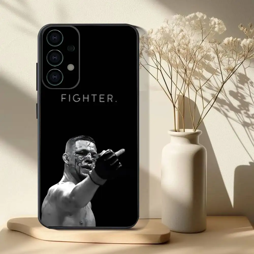 N-Nate D-Diaz ボクシング電話ケース サムスン S 25、24、23、22、30、21、10、9、ウルトラ、プラス、ライト、FE、4、5G ブラックソフトケース