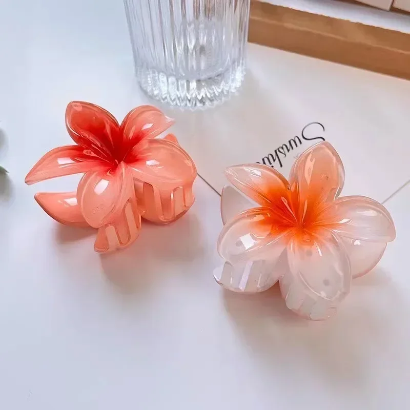 Egg Flower Hair Claws Gradient 8cm Clip Women Girl Sweet Acrylic Hairpins Summer Beach Hawaiian Headwear Summer Hair Accessories