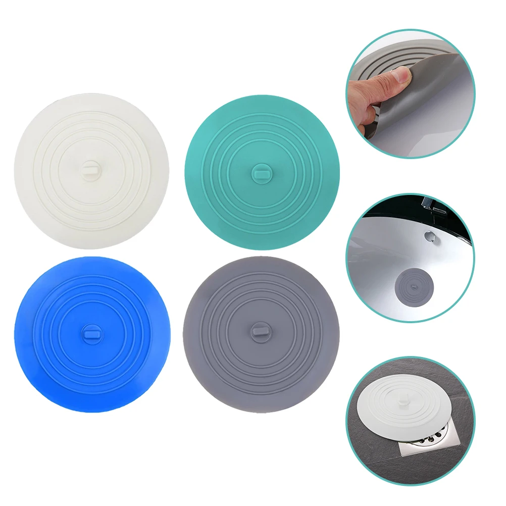 

4pcs Drain Plug Sink Stopper Bath Tub Plug Drains Strainers Water Bathroom Gray White Blue Green