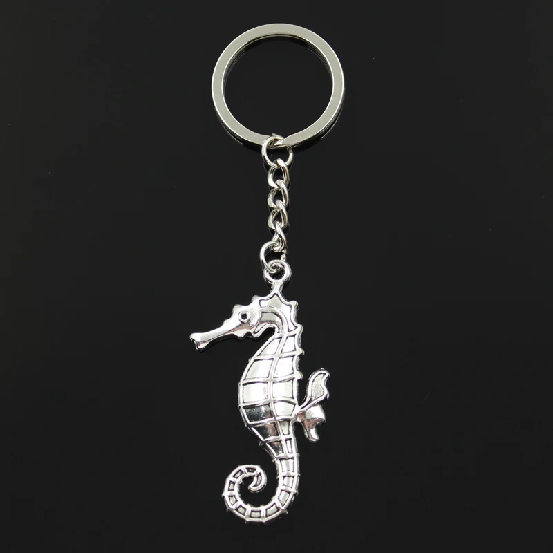 Moda 30mm breloczek metalowy breloczek brelok biżuteria antyczny srebrny kolorowy platerowany Hippocampus konik morski 59x31mm wisiorek