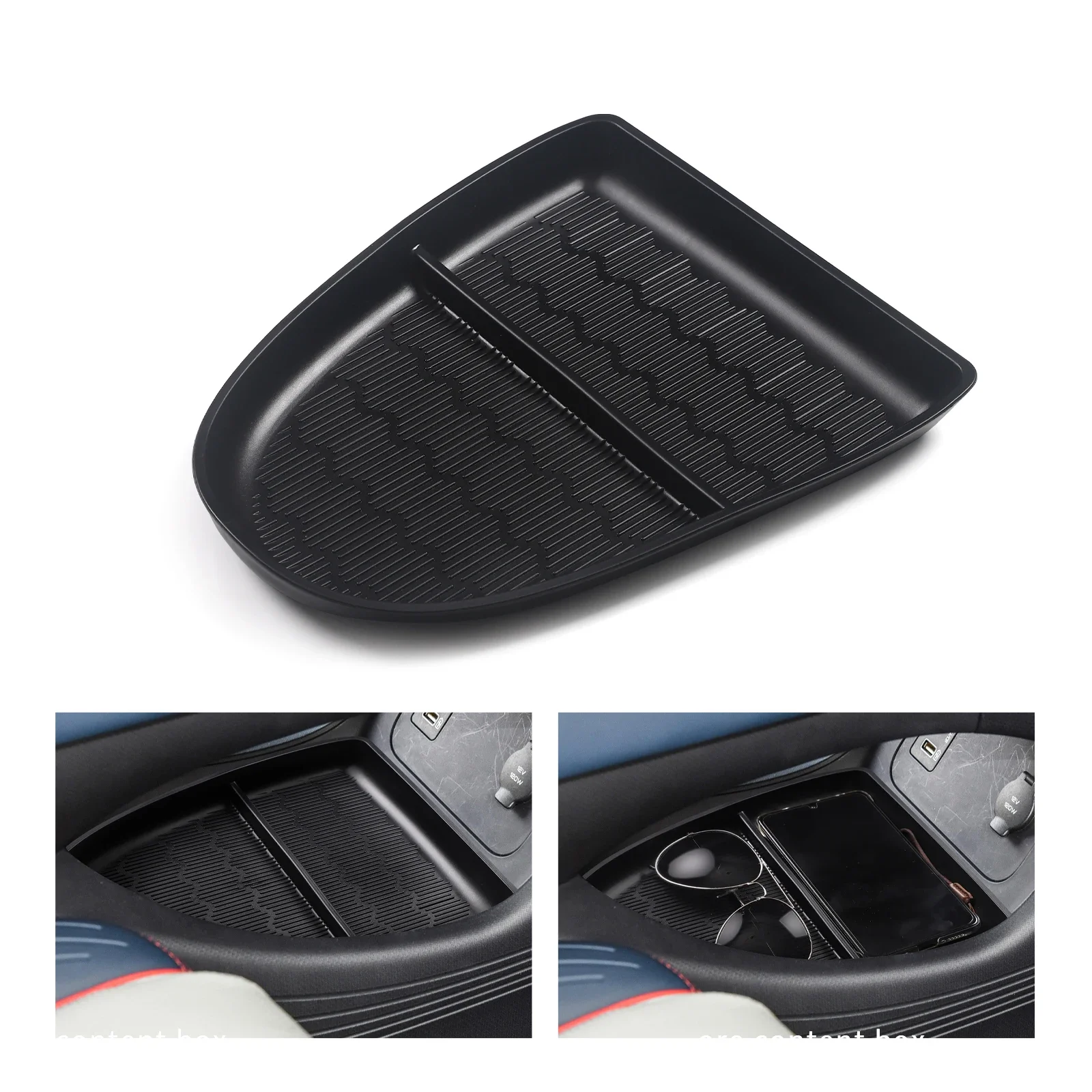 for BYD Atto 3 Center Console Lower Layer Storage Box Car Central Tray TPE Organizer Accessories Tidying