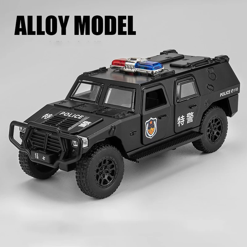 1:32 Dongfeng Warriors Military Off-road Vehicle Alloy Car With Pull Back Sound Light Children Gift Collection Diecast Toy Model