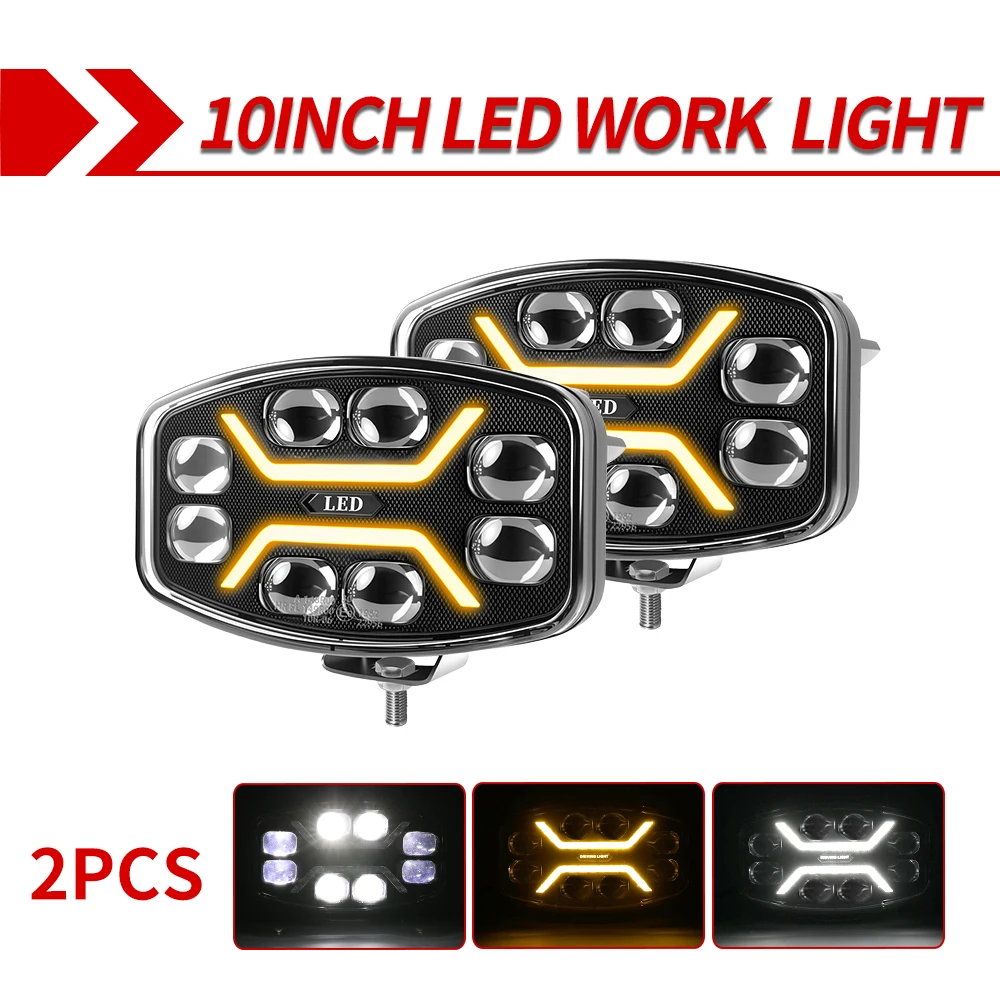 CO LICHT 10 inch 24 V Led Mist/Rijden Verlichting Spotlight Truck Led Koplamp Led 4x4 80000LM Wit Amber Trailer Luces Para Camiones