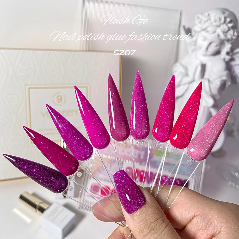 Vendeeni 9 Farben Rosenrot Pink Glitzernder Diamant-Gel-Nagellack UV Soak-Off Gel-Lack Semi-Permanenter Gel-Lack – Detail 11