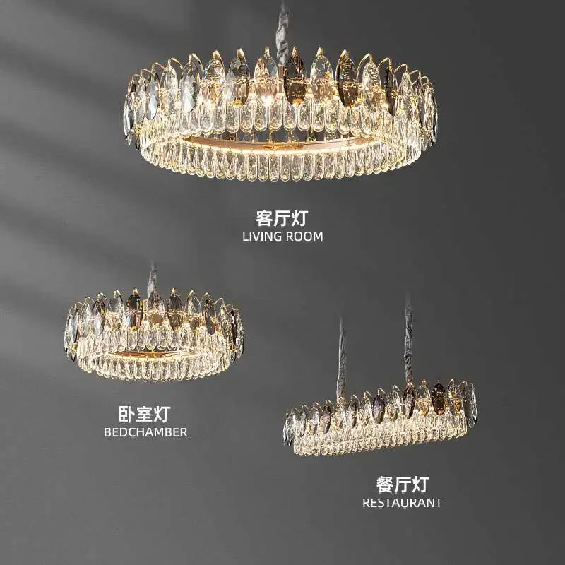 

Nordic Light Luxury Living Room Net Celebrity Crystal Chandelier Villa Restaurant Luxury Smart LED Crystal Creative Chandelier