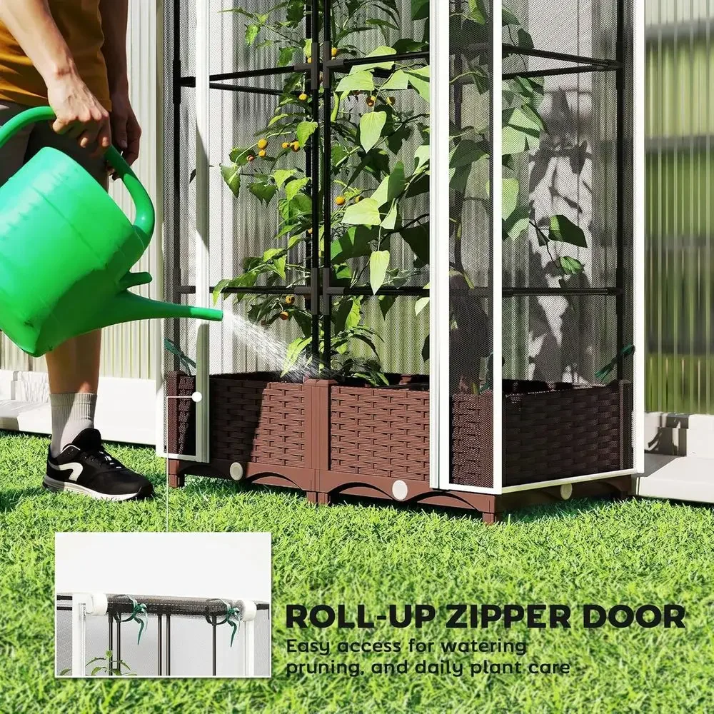 Elevated Garden Bed with Trellis, 46.5 Tomato Support, Self-Watering Planter with Drainage, Suitable for Outdoor Climbing Plants view 6