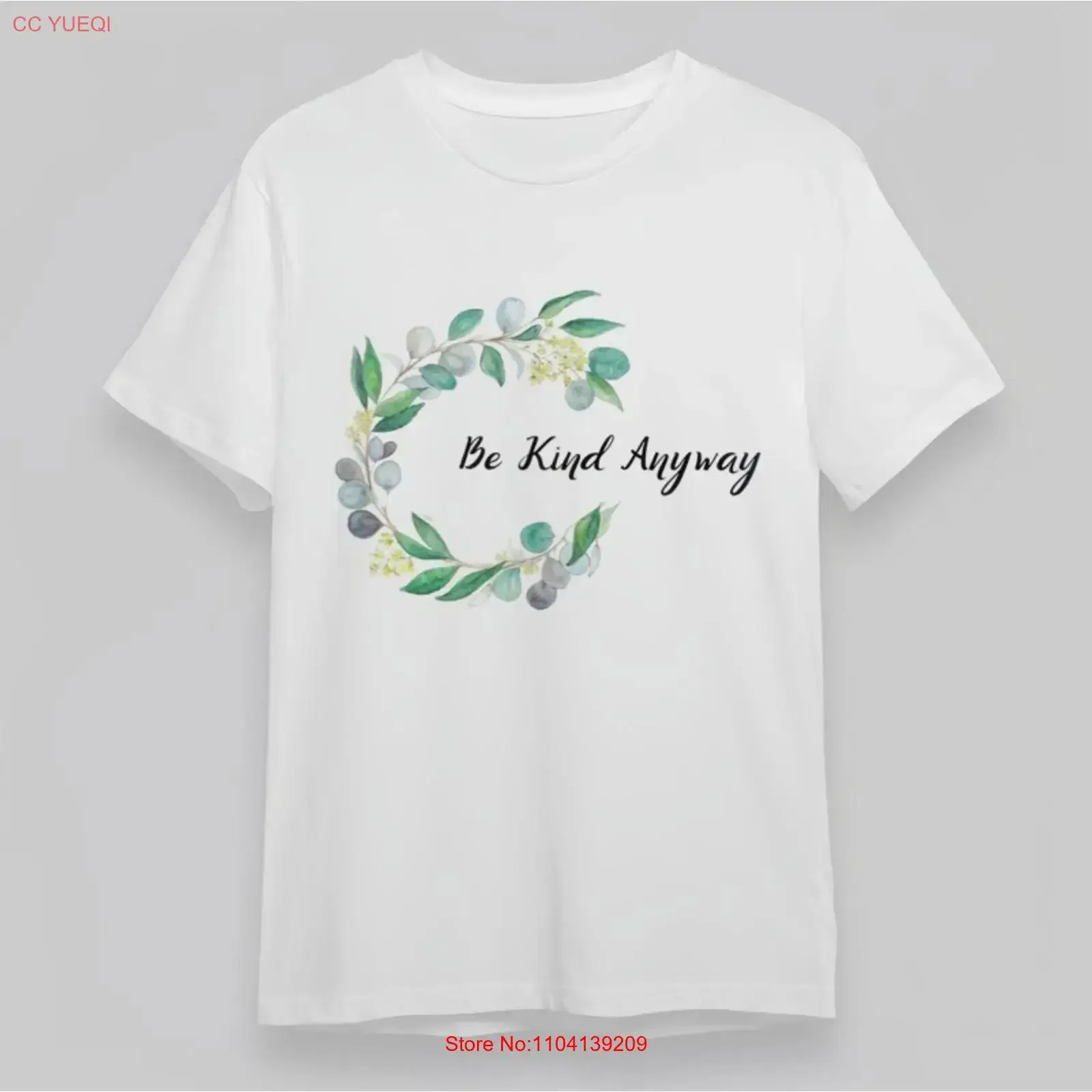 Women's Soft Classic T Shirt Be Kind Anyway Floral Wreath Design WhiteCotton vintage Washed Slightly Stretched Unisex