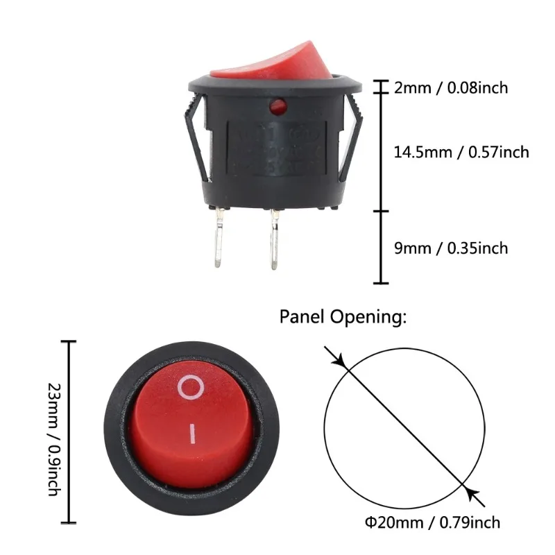 KCD1 Led Switch 2Pin 3Pin 2Position 3Position 20mm Car Button Lights Rocker Switch