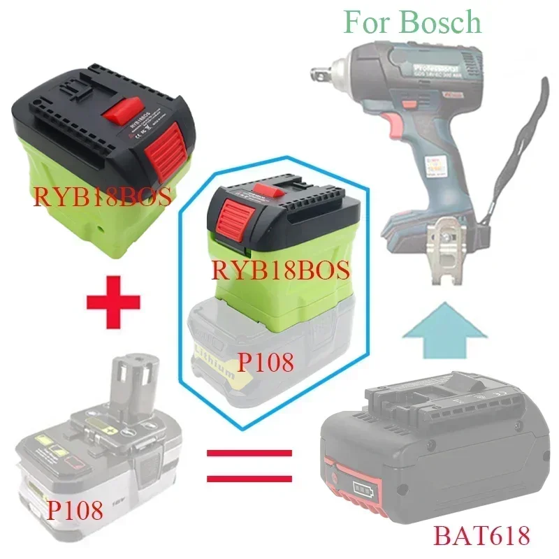 Imagem -04 - Adaptador Conversor para Lítio Ryobi P103 P108 para para Bosch Metabo Hitachi Microhell Ryb18bos Ryb18mtb Ryb18hk Ryb18ein