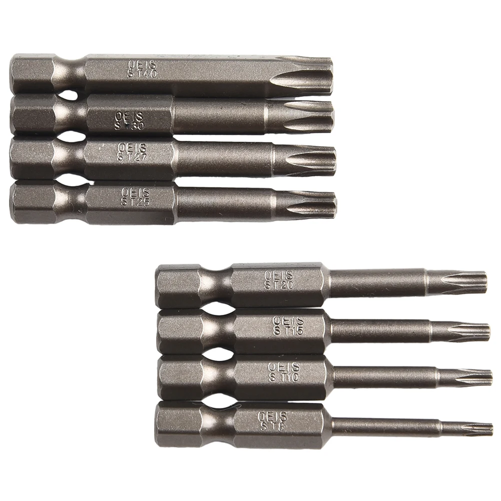 1pc 50mm Torx Screwdriver Bit 1/4 Hex Shank Magnetic Five-Point Torx Screwdriver Bit With Hole T8-T40 Screw Driver Bit Hand Tool