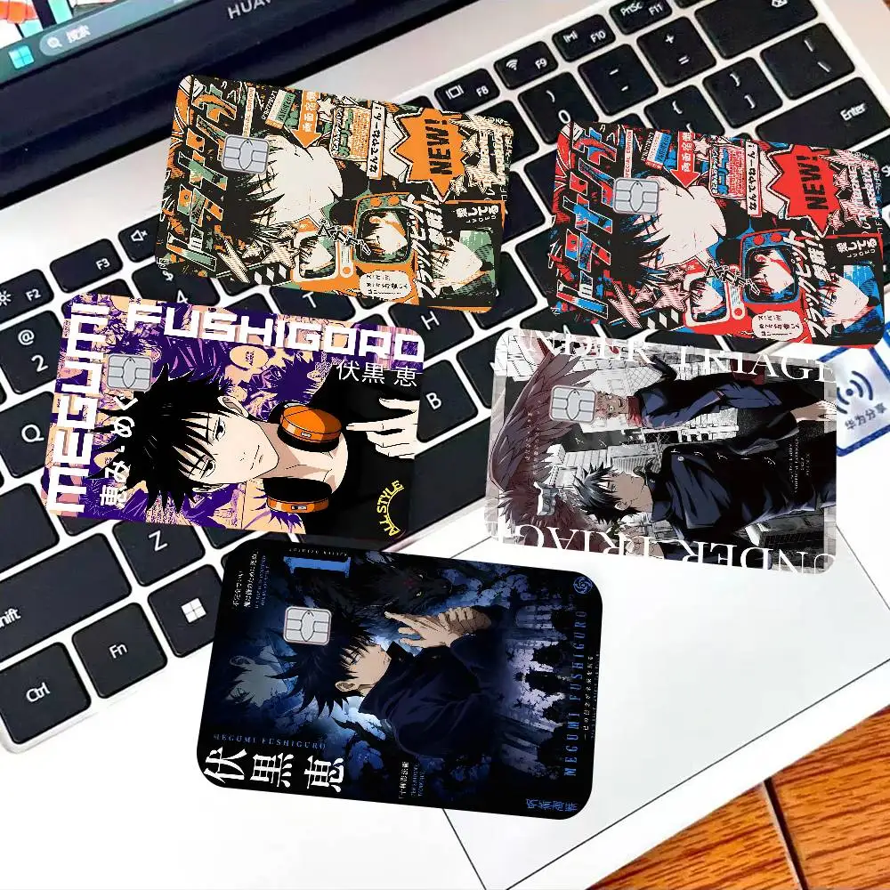 Jujutsu Kaisen Fushiguro Megumi Anime Cartoon Bear Skin Sticker Film Tape Case for Big Credit Debit Card Front Side