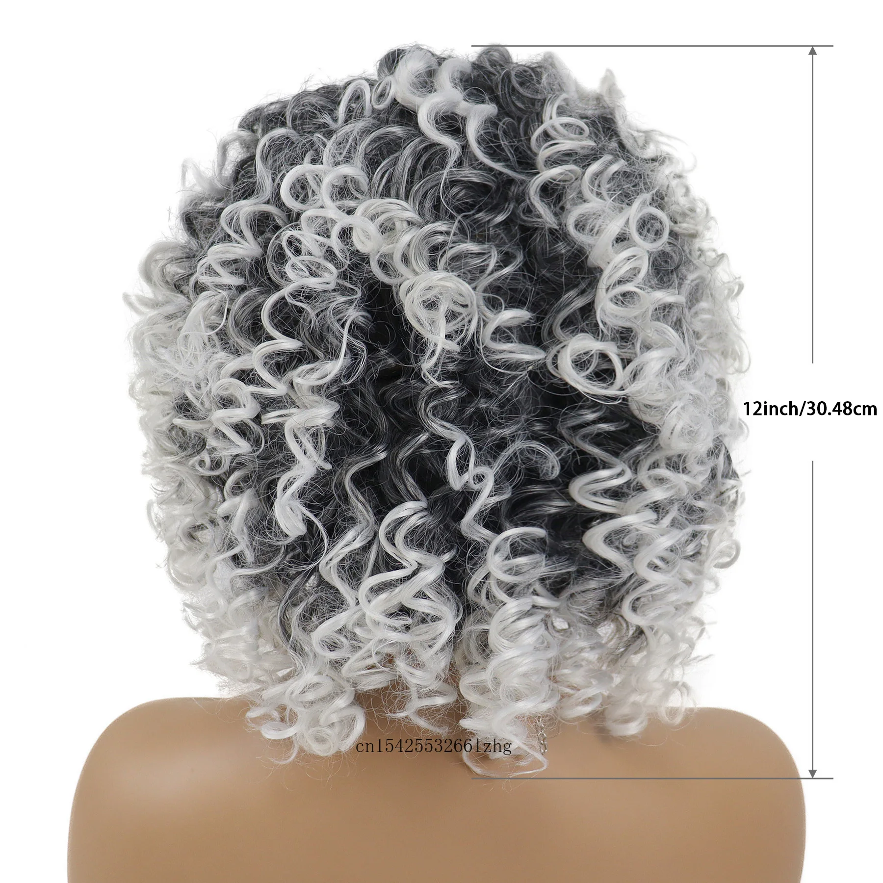 Grey Old Woman Wig Syntheitc Hair Mix Gray Color Curly Wigs Costume Halloween Drag Queen Carnival Party Afro Culrs Mommy Wig