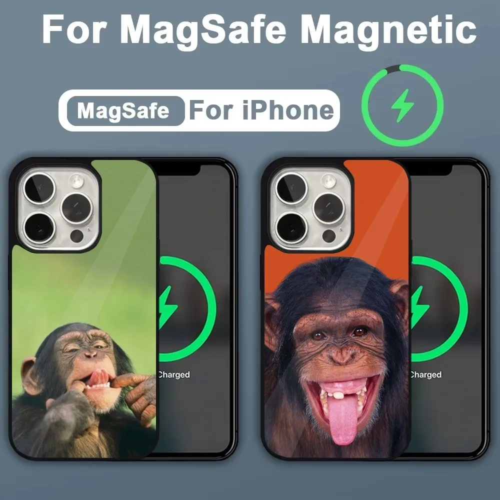 Funny Monkey gorilla ape Phone Case For iPhone 16,15,14,13,12,11,Plus,Pro,Max,Mini Magsafe Magnetic Wireless Charging