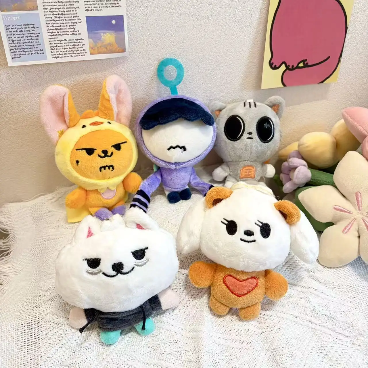 TXT Yxj Keyring Plush Doll Keychain Bag Hanging Toy Soft Stuffed Animal Figure Trendy Plaything for Ages 3 And above