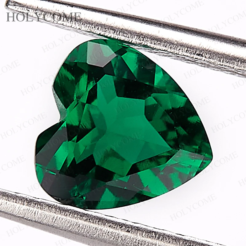 Lab Grown Zambia Emerald Heart Shape with Cracks Inclusions Inside Selectable AGL Certificate Hydrothermal VVS1 Jewellery Making