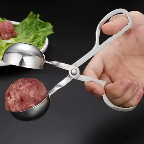 Meatball Maker Set Premium Stainless Steel Meatball Spoon Clip Home Kitchen Gadget Rust-Resistant Comfortable Handle Easy