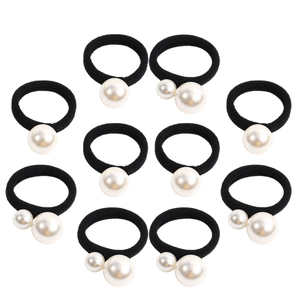 

10 Pcs Pearl Hair Tie Band Large Elastic Ponytail Holder Pearls Rubber for Girl with Miss