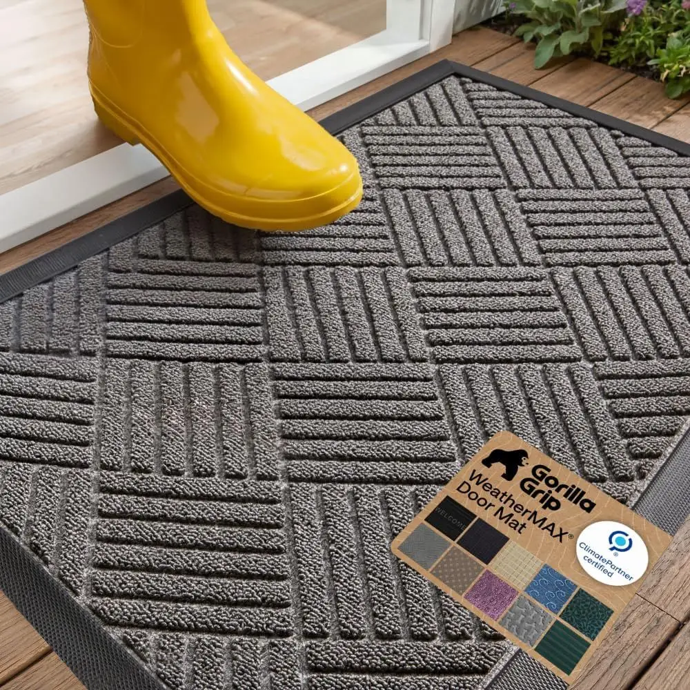 All-Season WeatherMAX Doormat: 100% Waterproof, Stain-Resistant, Low Profile, Easy to Clean, 29x17 Gray Diamond Indoor/Outdoor M