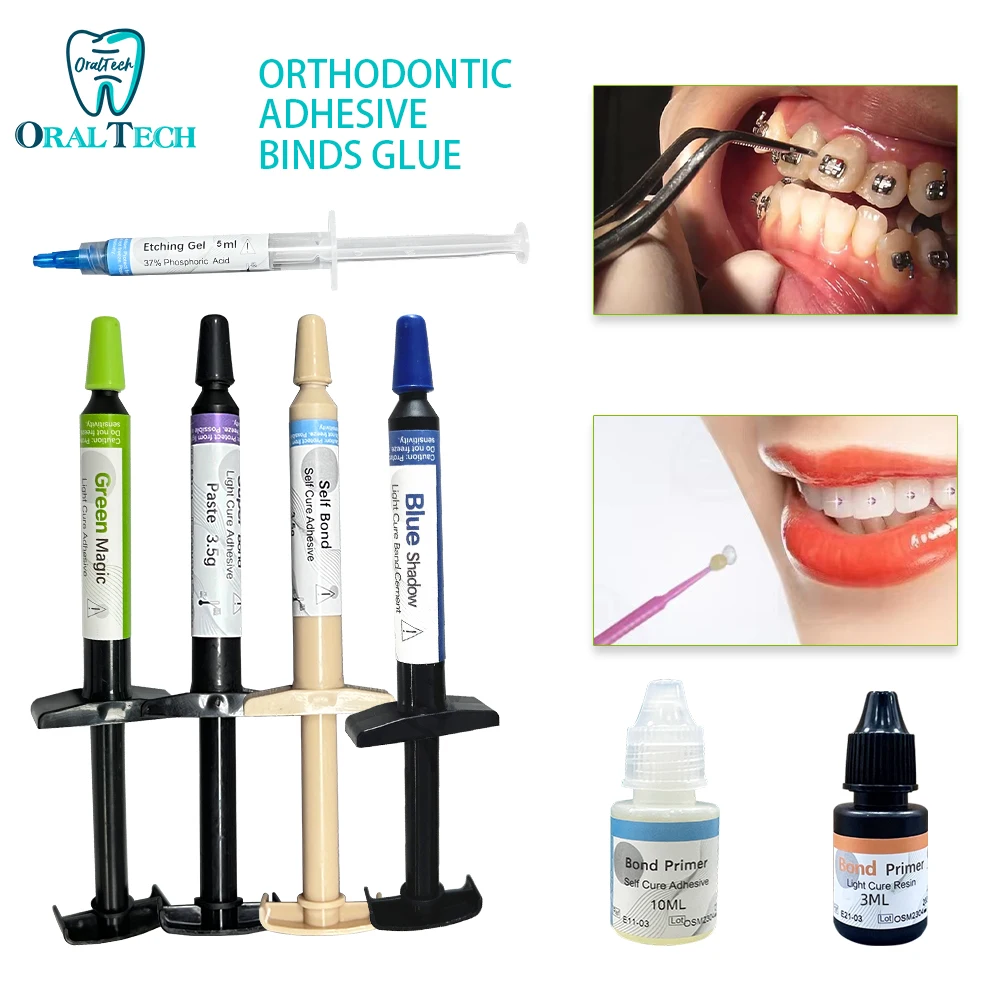 

Orthodontic Adhesive Etchant Acid Gel Dental Self/Light-cure Blue/Green Glue Direct Bonding System Brackets Crystal Decoration
