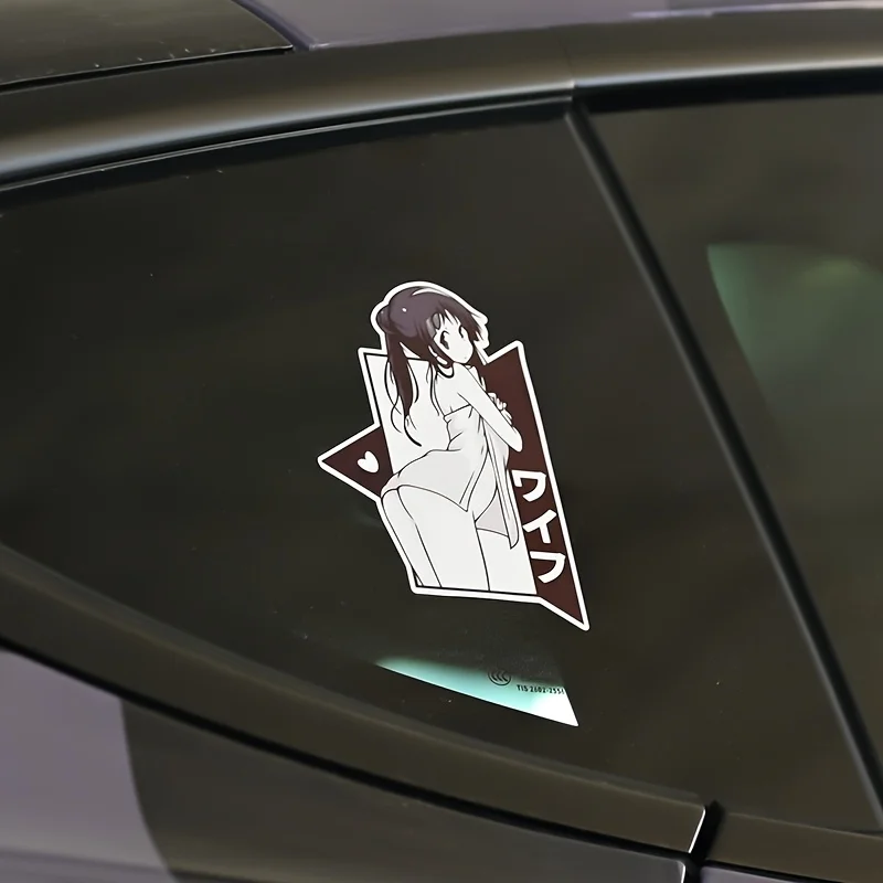 

Black and White Anime Girl Stickers, Waterproof Vinyl Decals for Car Laptop Motorcycle