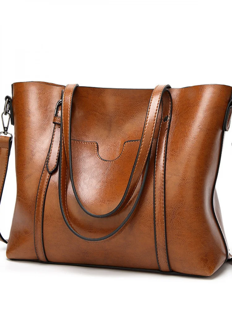 

Женская большая сумка через плечо, мягкая искусственная кожа, американская винтажная сумка на одно плечо, сумка для повседневного использования