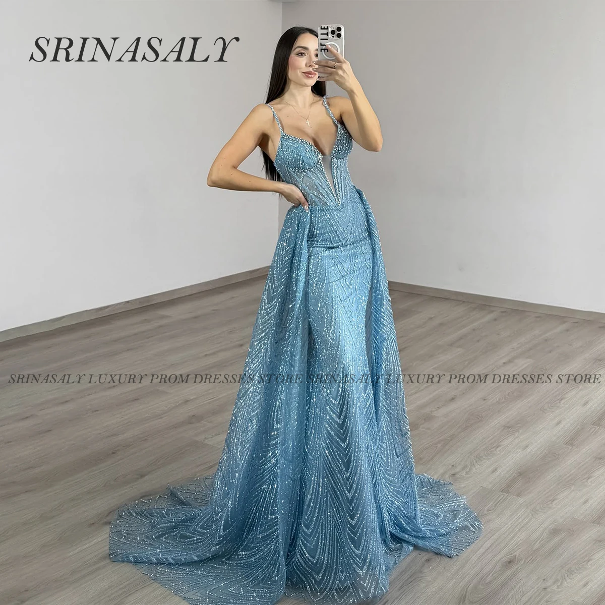 ชุดราตรีทรงเมอร์เมดหรูหราประดับคริสตัลเพชรแบบสั่งตัดพิเศษ แขนกุด ประดับเลื่อมและลูกปัด สำหรับงานพรอมหรืองานเลี้ยงตอนเย็น ปี 2025