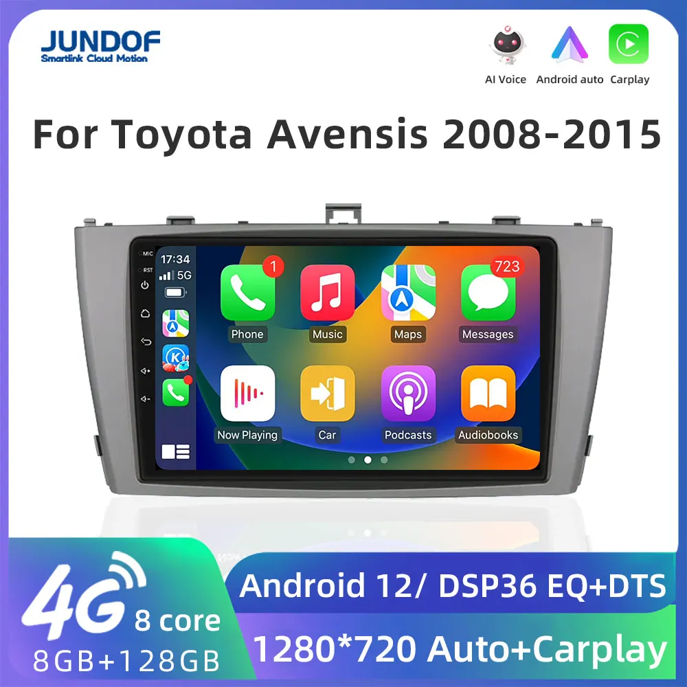 

Jundof Wireless CarPlay Android 12.0 Auto Radio for Toyota Avensis T27 2008-2015 Car Multimedia Player GPS 2 din autoradio DSP