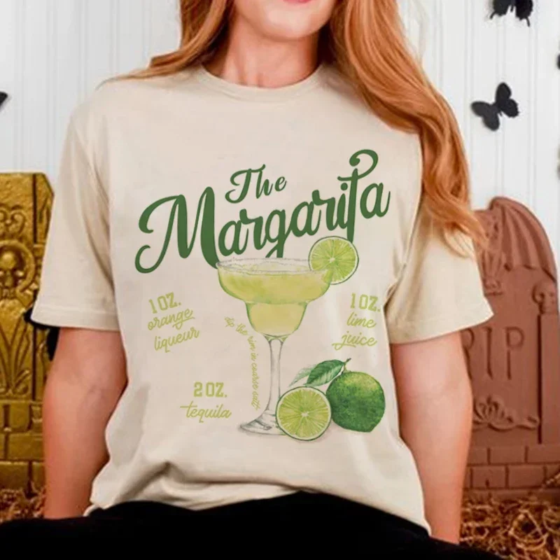 Retro Margarita Cocktail Lover T Shirt Women Short Sleeve Vintage Drinking Party T-Shirts Bartender Shirt Unisex Clothing