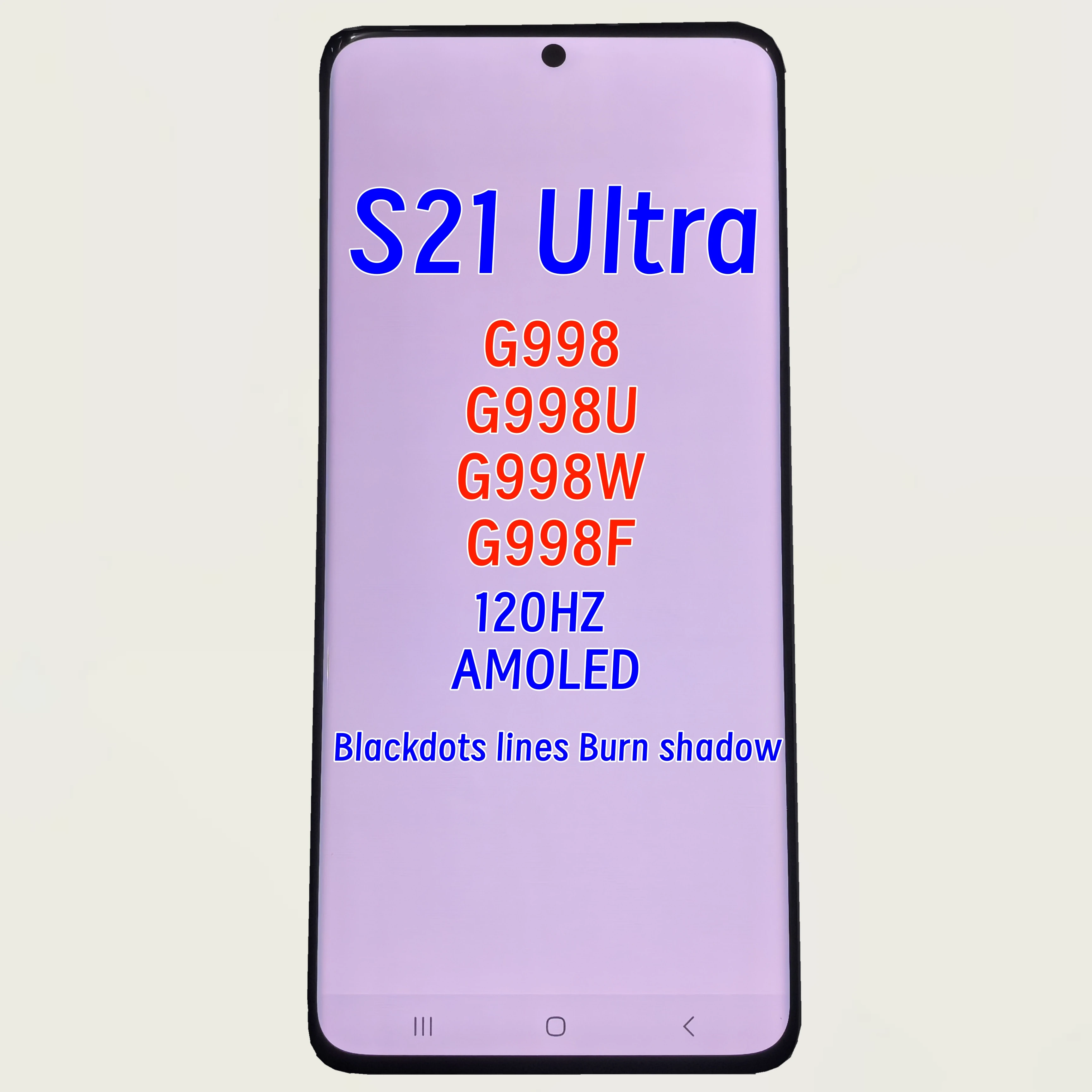 120HZ Super AMOLED For Samsung S21 Ultra 5G G998 G998U G998B G998W G998D Display Touch Screen Digitizer S21Ultra LCD With Defect