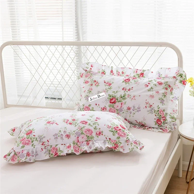 2Pcs Pillowcase Europe Luxury Cake Layers Ruffle Cotton Flower Wrinkle Elegant Pillow Cases Pillow Cover Bownot Sweet Princess