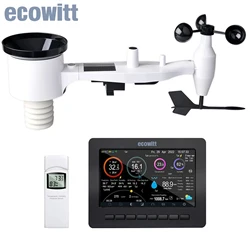 Ecowitt HP2551 Wi-Fi Weather Station with 7'' Large TFT Colored Display Console, 7-in-1 Solar Powered Outdoor Weather Sensor