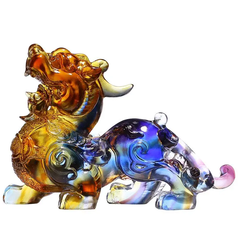 

Glazed handicrafts Lucky Pixiu ornament A pair of living room entrance office table high-end decorations