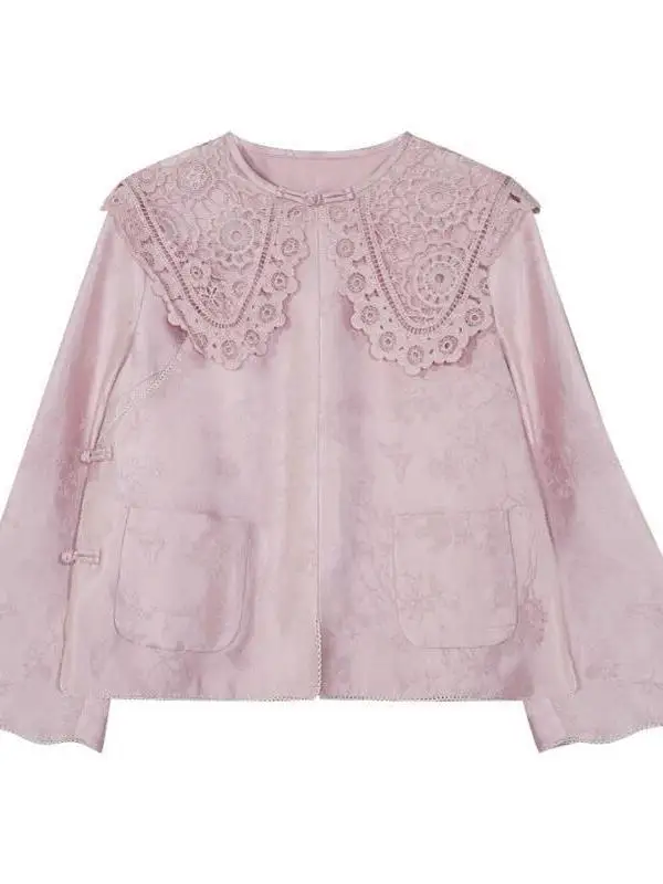 

Yolo Оригинальная женская куртка ручной работы с вышивкой из шелка, модная, универсальная, в китайском стиле, из полиэфирного волокна, с прямым подолом