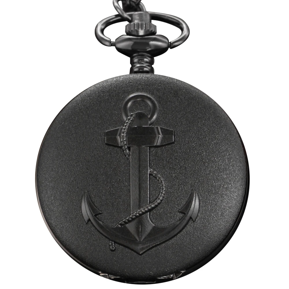 

Black Pirate Theme Ship Rudder Quartz Pocket Watch Vintage Fashion Men's and Women's Necklace Pendant Best Gift for Students